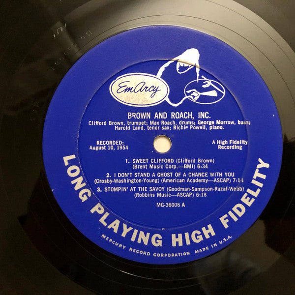 Brown And Roach Incorporated* : Brown And Roach Incorporated (LP, Album, Mono)