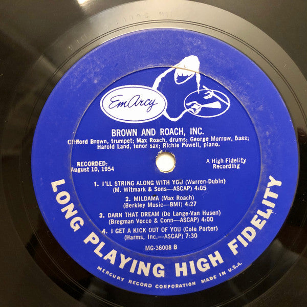 Brown And Roach Incorporated* : Brown And Roach Incorporated (LP, Album, Mono)