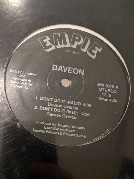 Daveon Overton : Don't Do It (12")