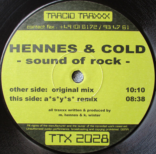 Hennes & Cold : Sound Of Rock (12")