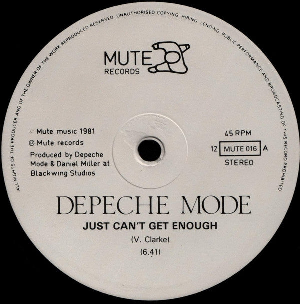 Depeche Mode : Just Can't Get Enough (Schizo Mix) (12", Single, RP)