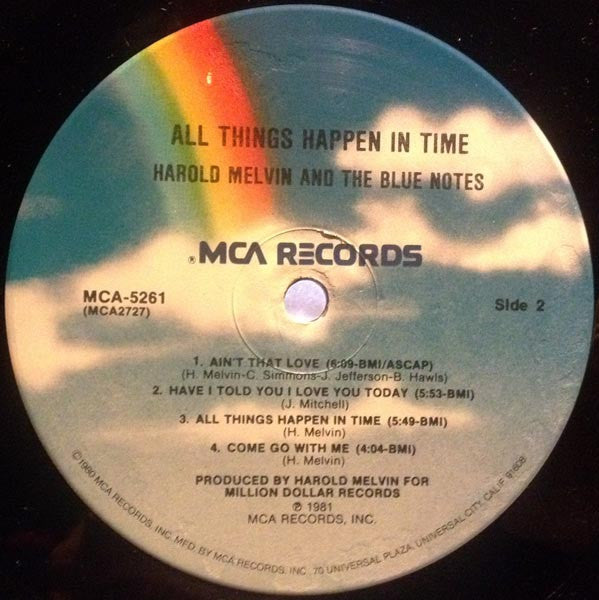 Harold Melvin And The Blue Notes : All Things Happen In Time (LP, Album, Pin)