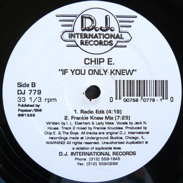 Chip E. : If You Only Knew (12", RE)