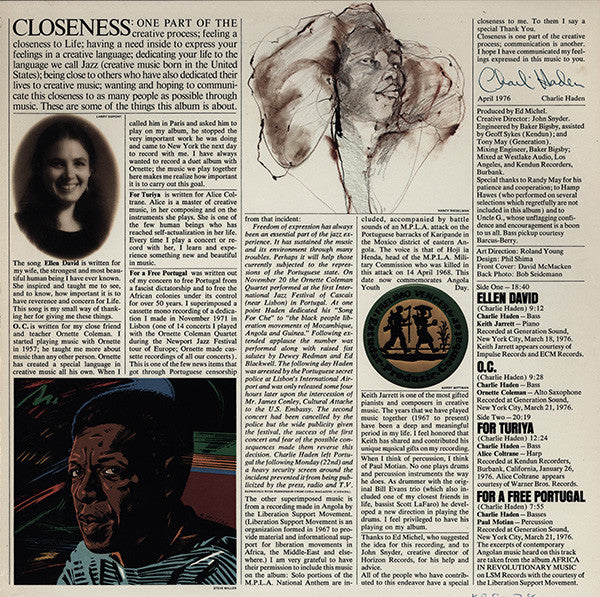 Charlie Haden : Closeness (LP, Album)