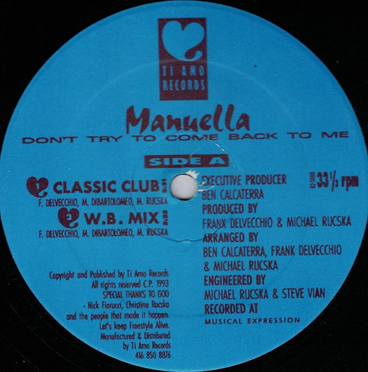 Manuella : Don't Try To Come Back To Me (12")