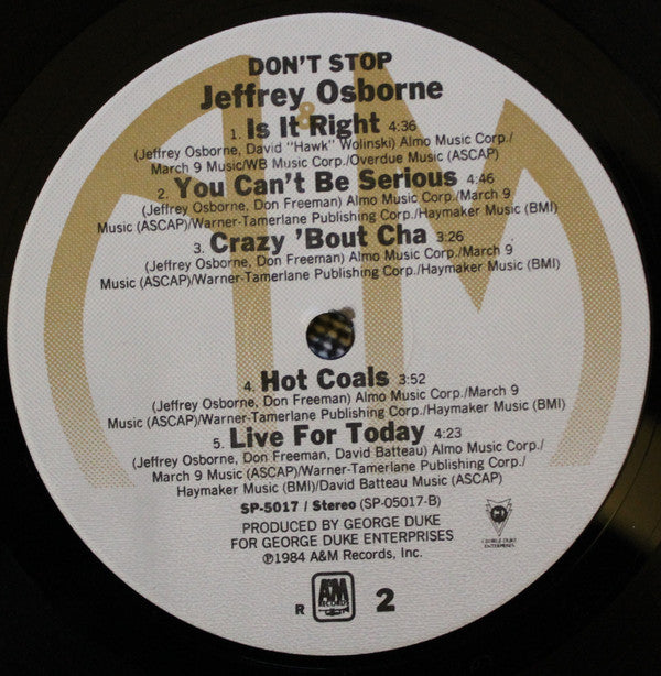 Jeffrey Osborne : Don't Stop (LP, Album, R)