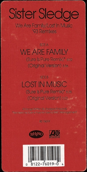 Sister Sledge : We Are Family / Lost In Music ('93 Remixes) (12")