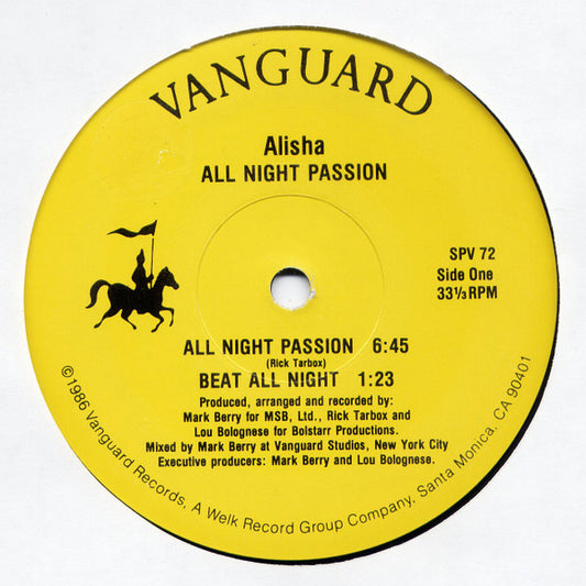 Alisha : All Night Passion (12", RP)