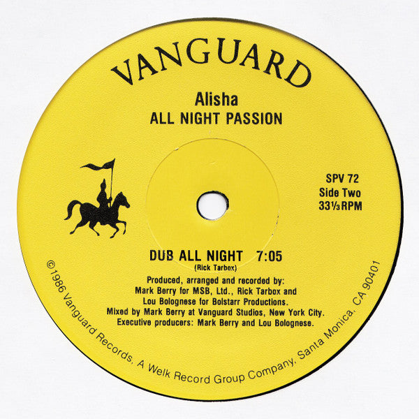 Alisha : All Night Passion (12", RP)