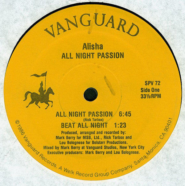 Alisha : All Night Passion (12", RP)