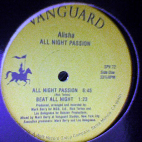 Alisha : All Night Passion (12", RP)