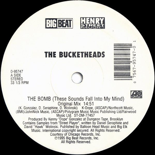 Kenny "Dope"* Presents The Bucketheads : The Bomb! (These Sounds Fall Into My Mind) (12", RE)