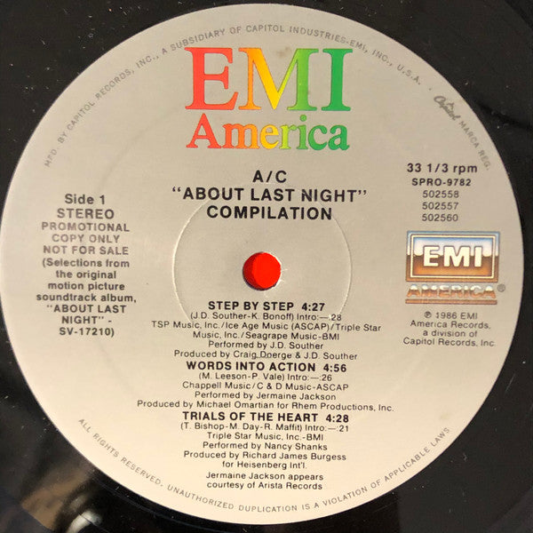 Various : A/C "About Last Night" Compilation (12", EP, Promo)