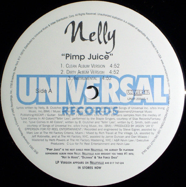 Nelly : Pimp Juice (12", Single, Promo)