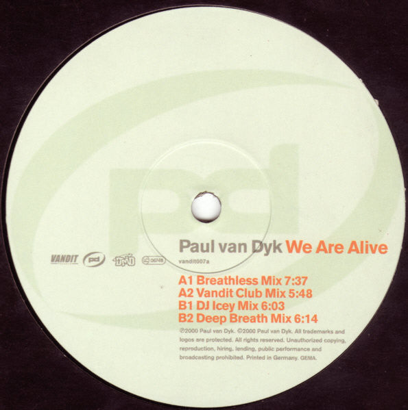 Paul van Dyk : We Are Alive (12")