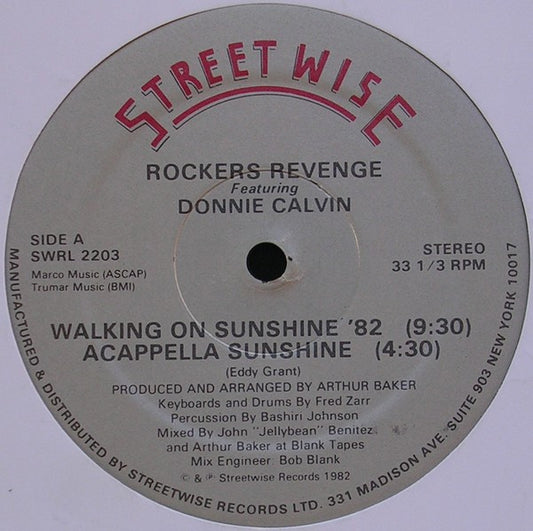 Rockers Revenge Featuring Donnie Calvin : Walking On Sunshine ’82 (12")