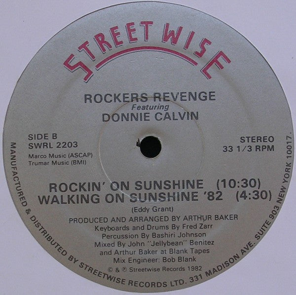 Rockers Revenge Featuring Donnie Calvin : Walking On Sunshine ’82 (12")