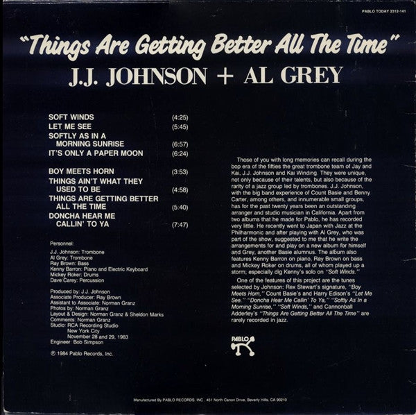 J.J. Johnson + Al Grey : Things Are Getting Better All The Time (LP)