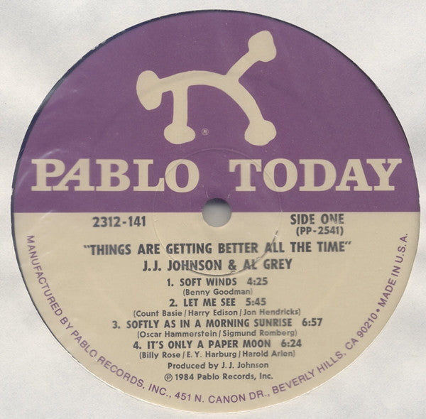 J.J. Johnson + Al Grey : Things Are Getting Better All The Time (LP)