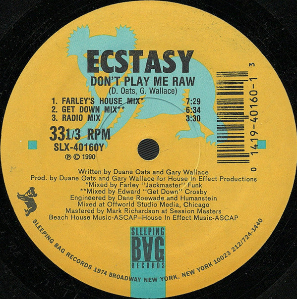 Ecstasy* : Don't Play Me Raw (12")