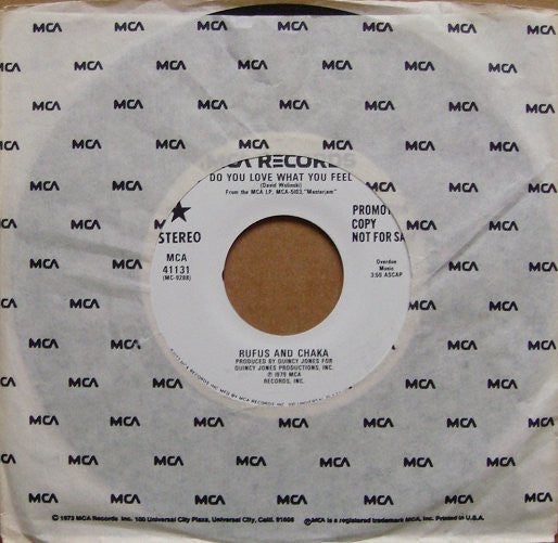 Rufus And Chaka* : Do You Love What You Feel (7", Promo)