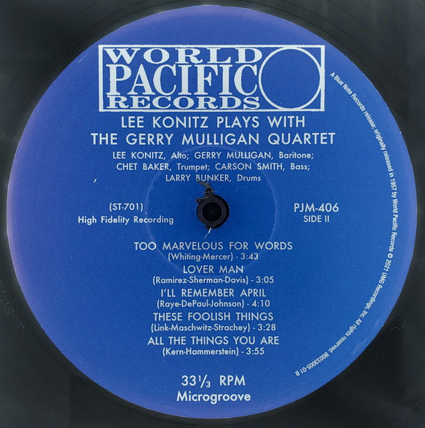 Lee Konitz Plays With The Gerry Mulligan Quartet* : Lee Konitz Plays With The Gerry Mulligan Quartet (LP, Album, Mono, RE, 180)