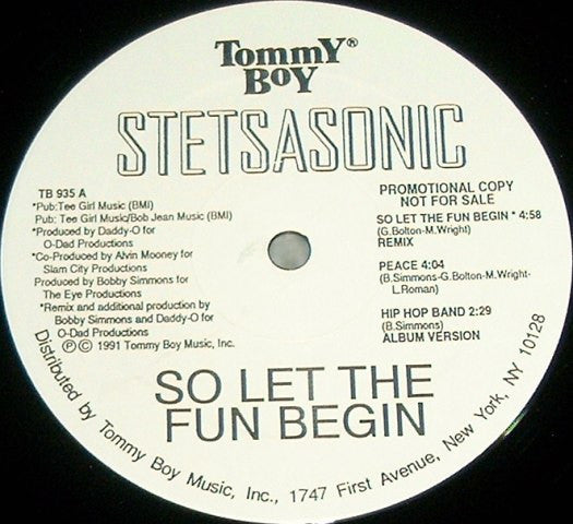 Stetsasonic : So Let The Fun Begin / Hip Hop Band (12", Promo)