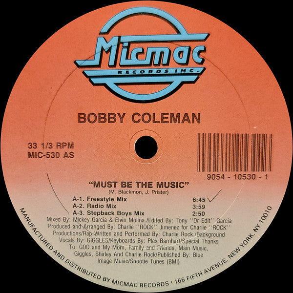 Bobby Coleman : Must Be The Music (12", Car)