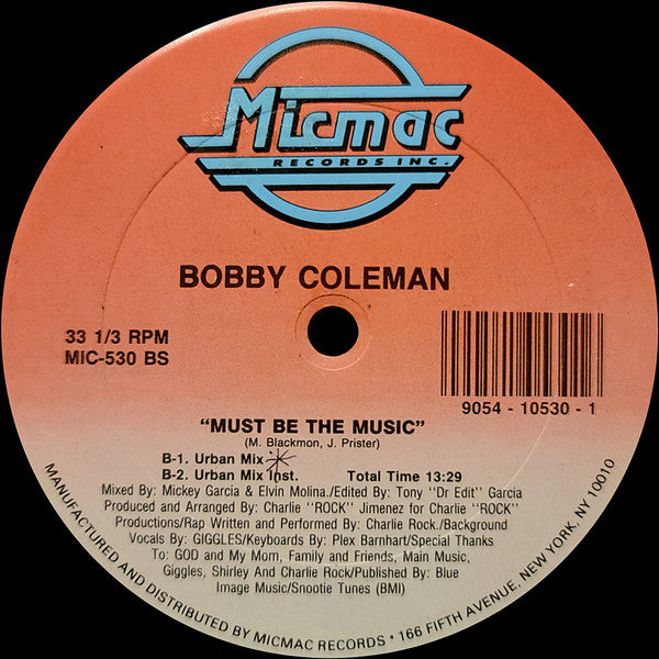 Bobby Coleman : Must Be The Music (12", Car)