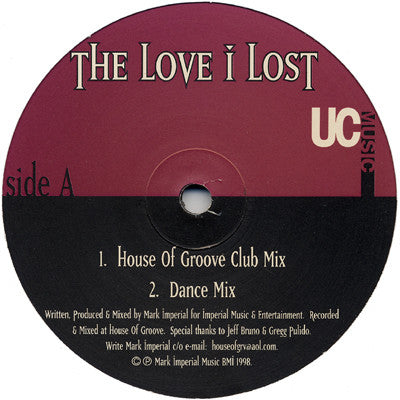 Mark Imperial : The Love I Lost (Remixes) (2x12")