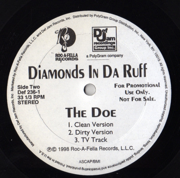 Memphis Bleek And Jay-Z / Diamonds In Da Rough : It's Alright / The Doe (12", Single, Promo)