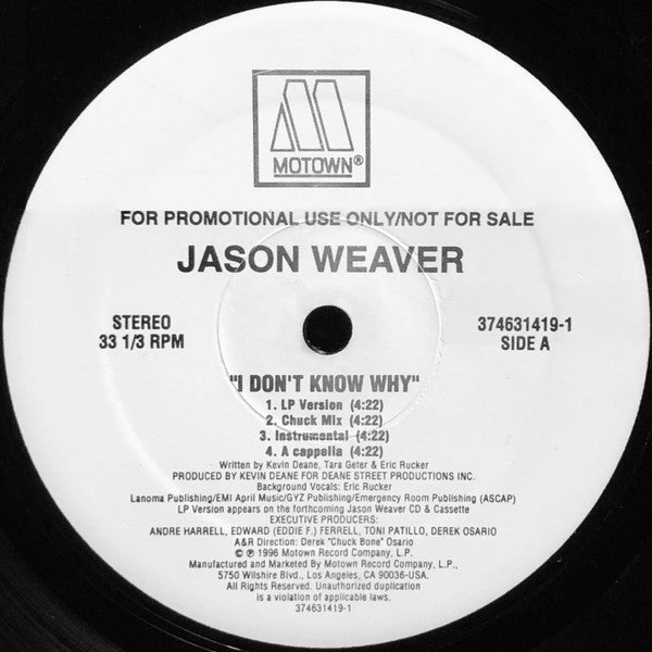 Jason Weaver : I Don't Know Why / Stay With Me (12", Promo)