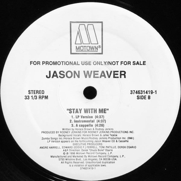 Jason Weaver : I Don't Know Why / Stay With Me (12", Promo)