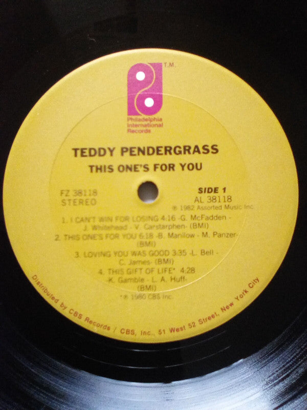 Teddy Pendergrass : This One's For You (LP, Album, Ter)