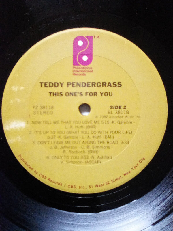 Teddy Pendergrass : This One's For You (LP, Album, Ter)