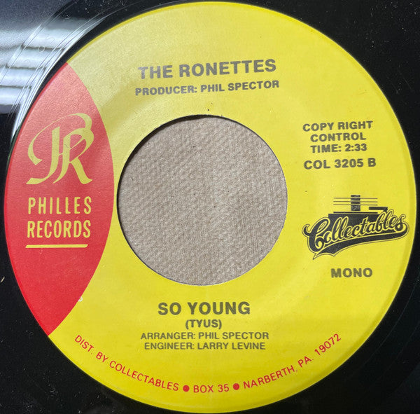 The Ronettes : Be My Baby / So Young (7", Single, Mono, Gol)