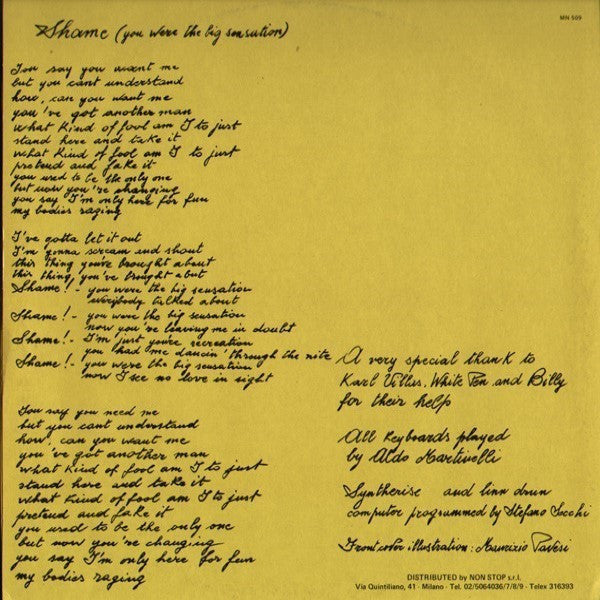 B. Blase : Shame (You Were The Big Sensation) (12", Red)