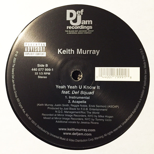 Keith Murray : Yeah Yeah U Know It (12", Single)