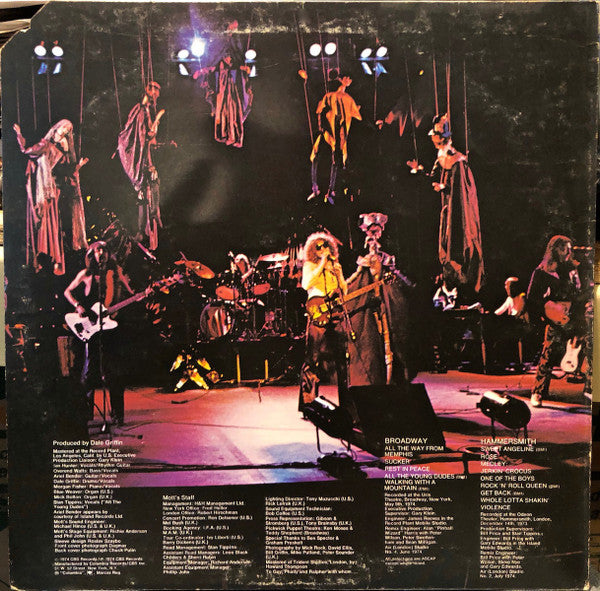 Mott The Hoople : Mott The Hoople Live (LP, Album, Promo, Ter)