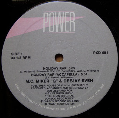 MC Miker G. & DJ Sven : Holiday Rap (12")