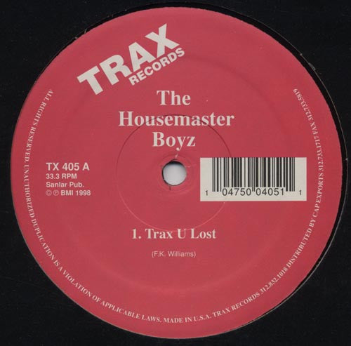 The Housemaster Boyz : Trax U Lost (12", RE)