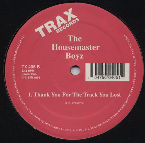 The Housemaster Boyz : Trax U Lost (12", RE)