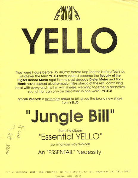Yello : Jungle Bill (12", Promo)