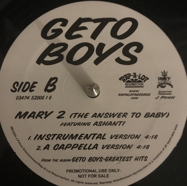 Geto Boys Featuring Ashanti : Mary 2 (The Answer To Baby) (12", Single, Promo)