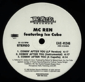 MC Ren : Comin' After You (12", Promo)