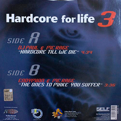 Paul Elstak & Endymion With MC Rage : Hardcore For Life Vol. 3 (12")