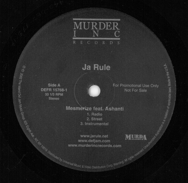 Ja Rule : Mesmerize / Pop N****s (12", Promo)