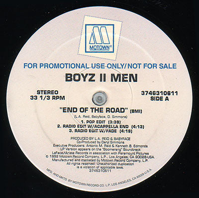 Boyz II Men : End Of The Road (12", Promo)