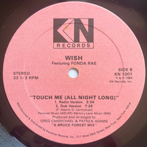 Wish (3) Featuring Fonda Rae : Touch Me (All Night Long) (12")