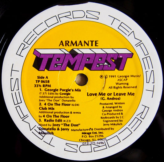 Armante : Love Me Or Leave Me (12")